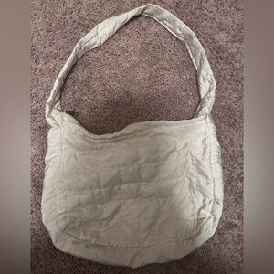 Cream and white quilted shoulder bag